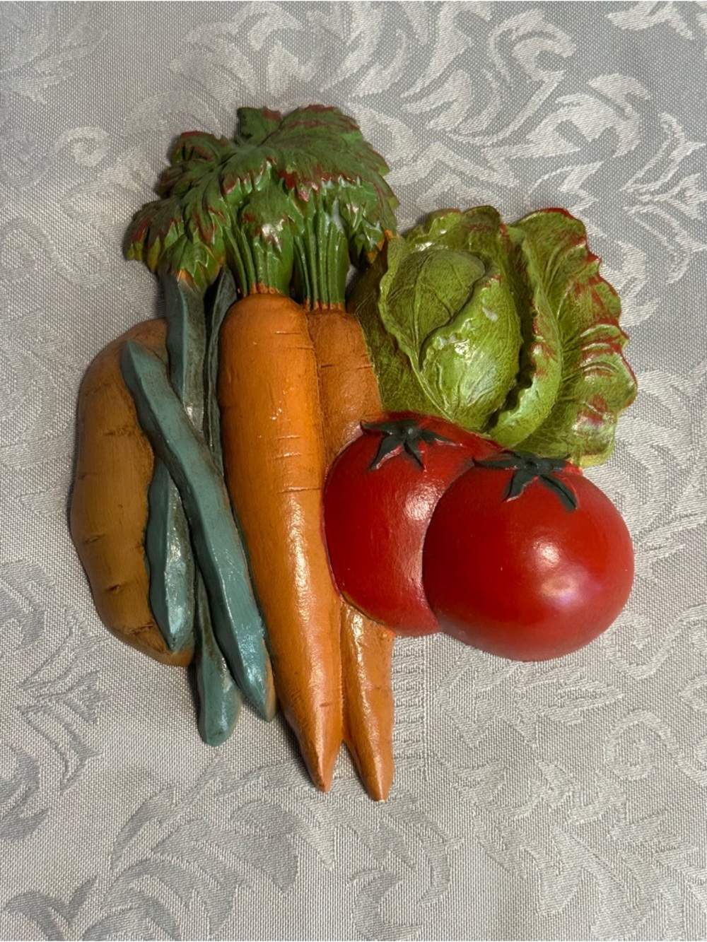 Vintage Kitchen Decor Wall Hanging Plaster Chalkware Vegetables Kitschy Retro